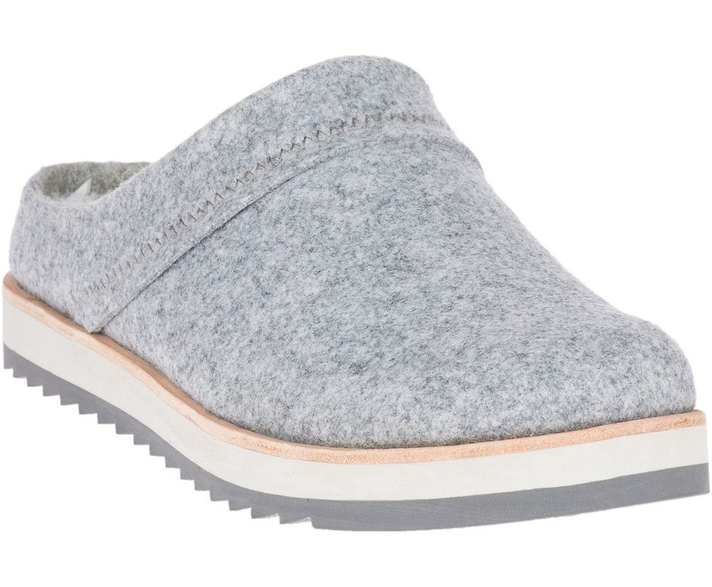 Merrell Slip Ons Grey - Juno Clog Wool - Womens 38XBYMTOP